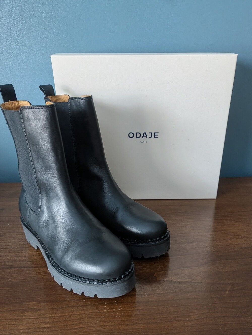 Odaje French Black Leather Boots